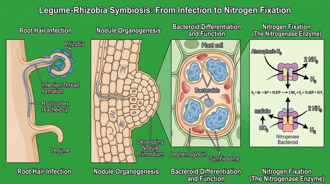 Legume Rhizobia Symbiosis with Infection Threads, Biological Nitrogen Fixation