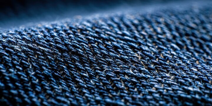 Macro closeup of dark blue denim fabric texture