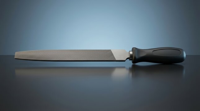 Half round file 3D render dual profile finishing tool designed for flat and curved surface refinement shaping and fitting
