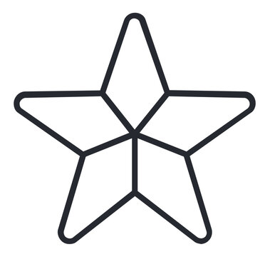 Geometric starfish vector icon with bold outlined facets, clean tropical sea life illustration for beach resort branding, aquarium displays, ocean maps, vacation crafts, and nature graphics