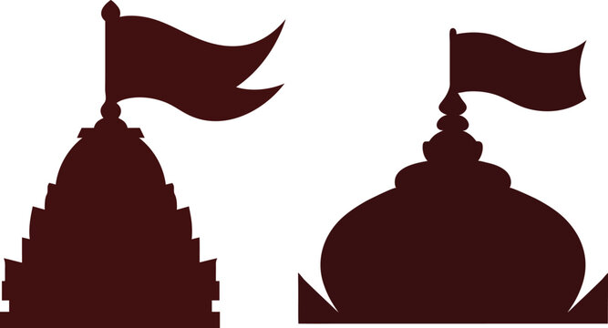 Traditional Hindu temple dome flag silhouette