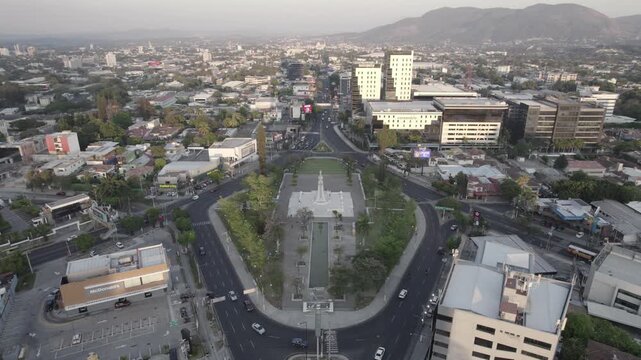 Aerial Drone View of Monumento al Divino Salvador del Mundo in San Salvador, El Salvador