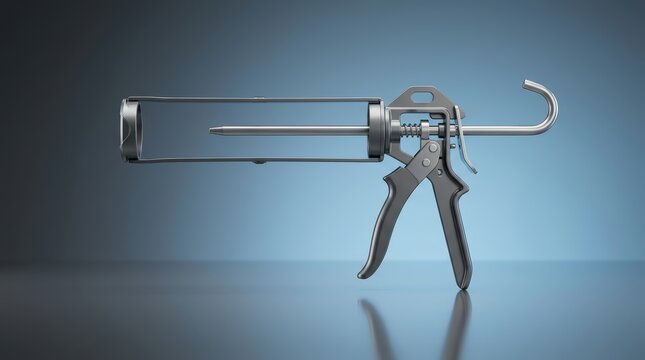 Caulking gun 3D render sealant dispensing tool engineered for controlled application gap filling and construction finishing