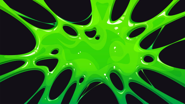 Cartoon green slime splat background with toxic liquid sticky jelly glue and gooey snot. Halloween mucus bg texture of green slime drips and goo of slimy spooky blob and radioactive acid ooze splash