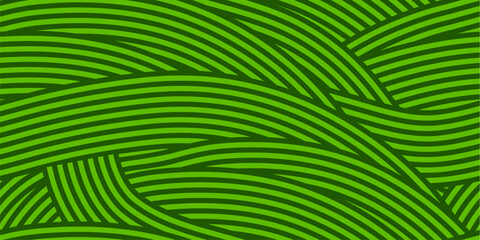 Obraz premium Farm field wavy bg seamless pattern and agriculture farmland plantation background. Farm wavy pattern of green line waves of grass or rice fields and hills with organic abstract swirly linear texture