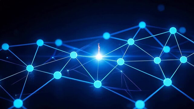 Blue glowing network nodes and connections