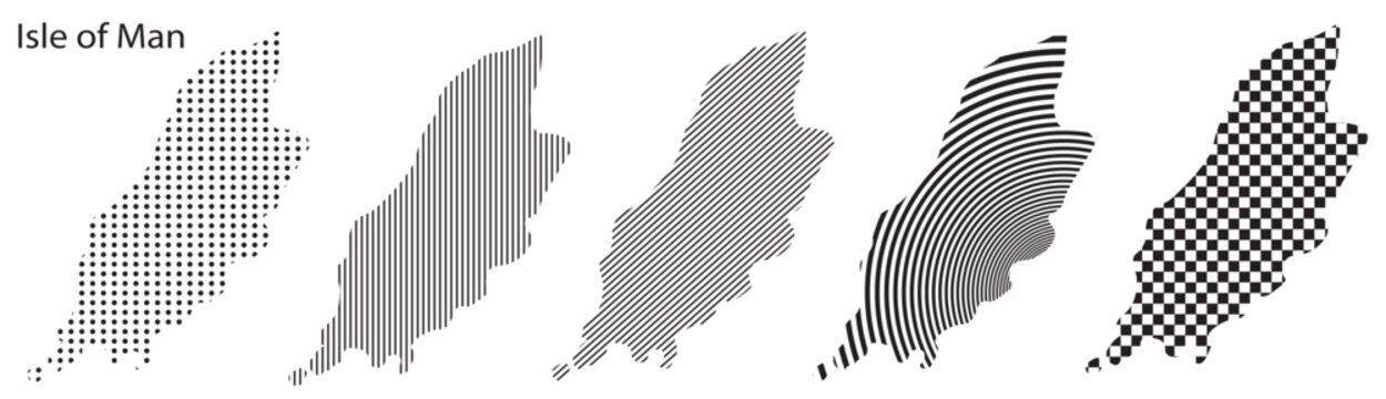 Isle of Man map infographic simple design element black abstract geometric pattern icon style Isle of Man country landscape outline shape vector illustration
