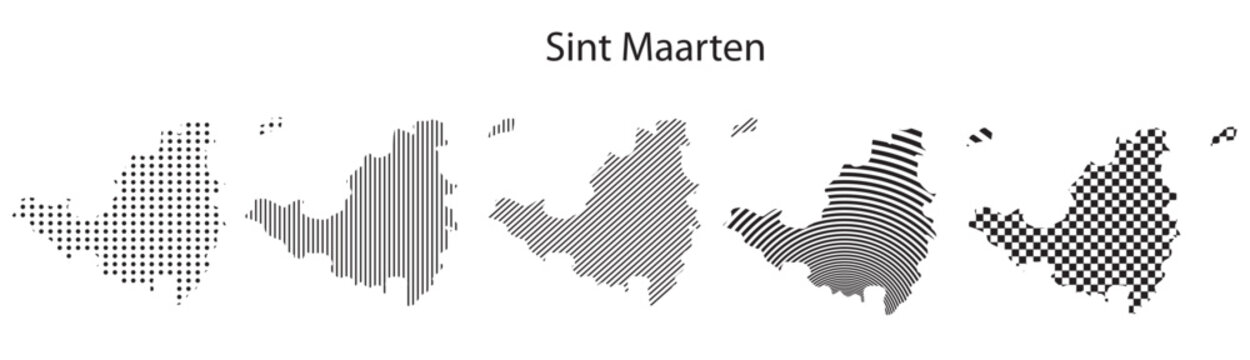 Sint Maarten map infographic simple design element black abstract geometric pattern icon style Sint Maarten country landscape outline shape vector illustration
