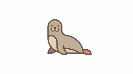 Cute cartoon seal sitting with a happy expression. © mbak