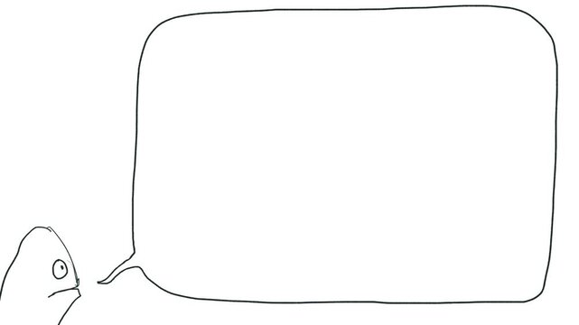 Next to the dialogue bubble is a character's head. This character is saying something.
