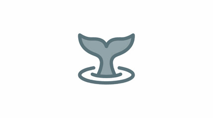 Minimalist whale tail icon with water ripple design. © mbak