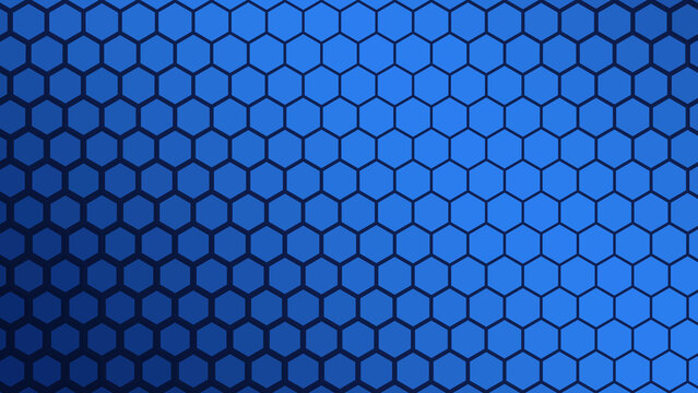 Abstract Futuristic Blue Hexagonal Grid Pattern with Luminous Depth Geometric Background