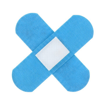 Four connected abstract shapes in cyan color