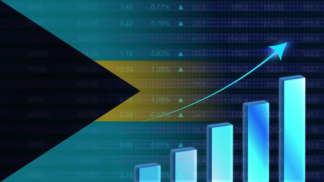 Bahamas economy growth concept background.Bahamas stock exchange.Bahamas flag with stock market graph and bar