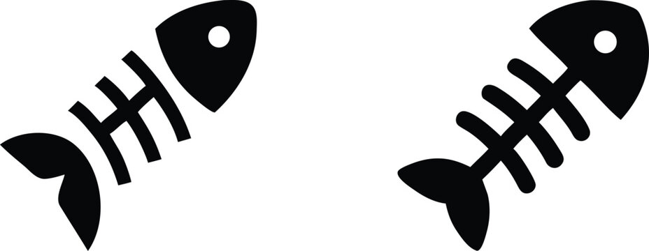Fishbone skeleton flat icon, fish bone silhouette and seafood waste vector illustration symbol.