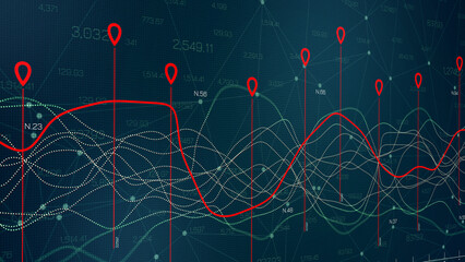 Fototapeta premium Stock exchange trading chart shows market trends over time