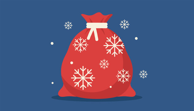Red santa sack with white snowflake pattern