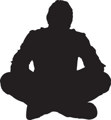 Fototapeta premium vector, silhouette of view of a man sitting on he floor legs crossed looking at camera