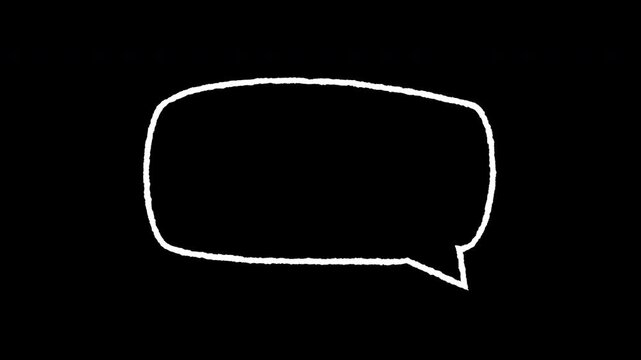 White outlined handdrawn speech bubbles appear sequentially on a black background, creating an animated effect suitable for communication or dialogue themes.