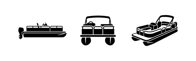 Pontoon Boat Icons Set © Lili