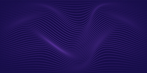 Fototapeta premium Abstract dark navy blue modern futuristic banner background. Light purple wavy lines texture