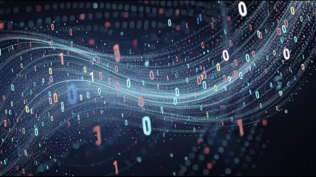 Digital binary code data flow.