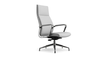 Obraz premium Modern black office chair with mesh back and armrests, isolated on white background, backrest