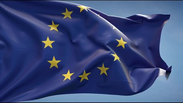 European Union flag waving freely outside 1.