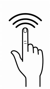 Minimalist line art of hand pointing index finger up.