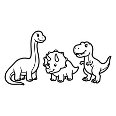 Cute cartoon dinosaur characters set for kids coloring page © crafthubbd