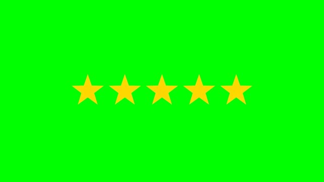 Five golden stars arranged in a horizontal row represent the highest level of consumer satisfaction rating for services and goods within the professional feedback system used by global companies