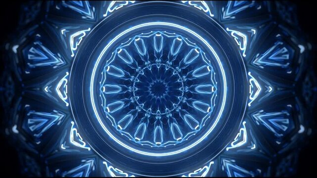 Glowing blue mandala design pattern 1.