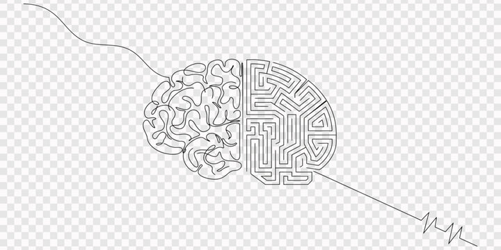 human brain, Human brain continuous one line drawing concept of Hand drawn minimalism style, one line Art icon drawing, Human brain continuous one line drawing of art vector illustration, Continuous 