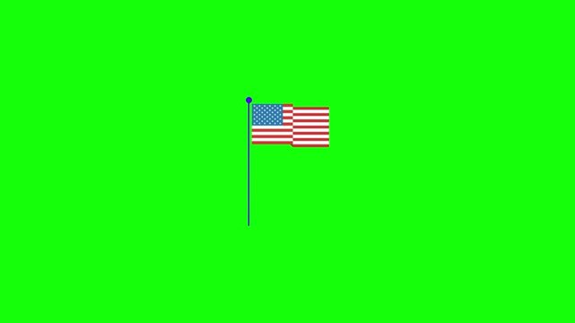 American flag waving on green screen background