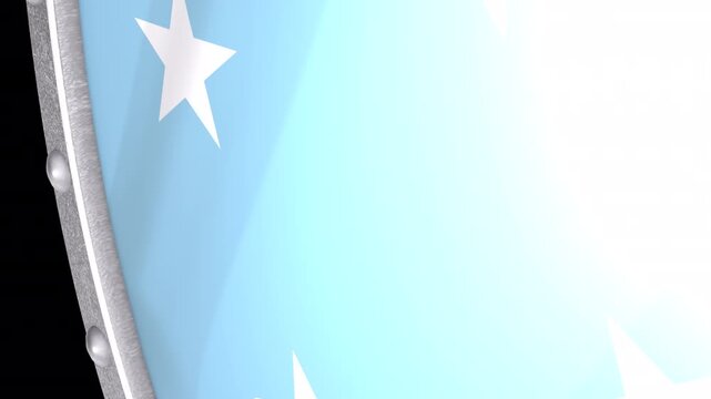 Metallic Shield Transitions with the National Flag of Micronesia