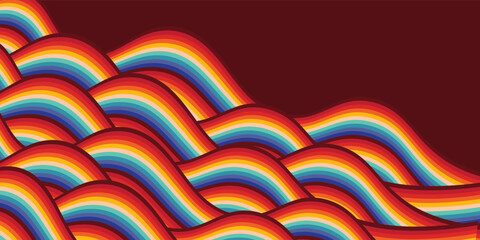 Abstract beautiful waves rainbow art with modern pattern design © Nurul