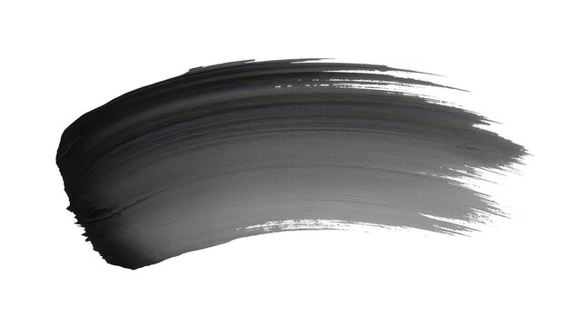 A single horizontal brush stroke created with light grey paint, showing distinct bristle marks and texture, isolated on a white background