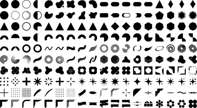 Collection of Abstract Brutalist Geometric Shapes and Vector Graphic Design Elements