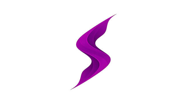 Purple lightning bolt symbol isolated on white background, shape