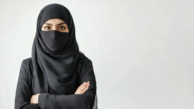 Muslim woman wearing burka portrait