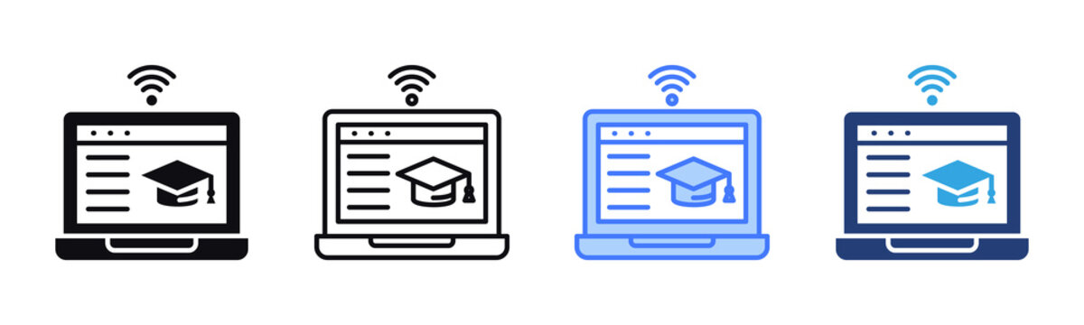 Online Course icon sheet multiple style collection