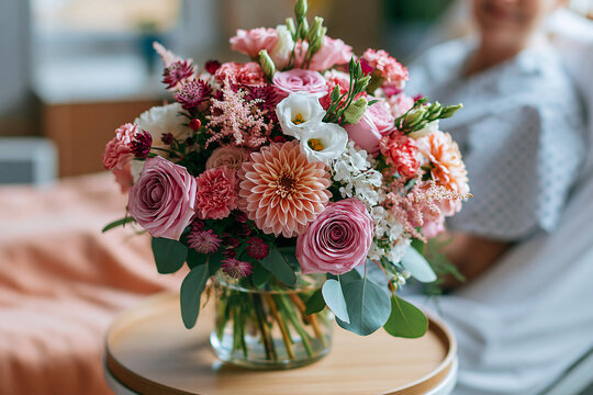 Bouquet of Flowers in Hospital Bringing Comfort Hope and Warm Wishes During Patient Recovery and Healing Journey