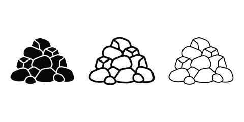 Pile of rocks icon silhouette vector outline and line art © MD