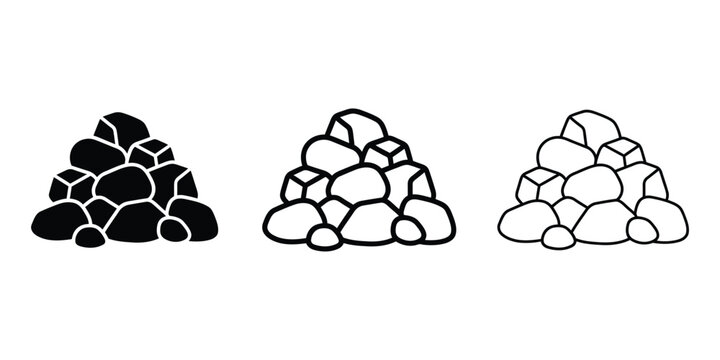 Pile of rocks icon silhouette vector outline and line art