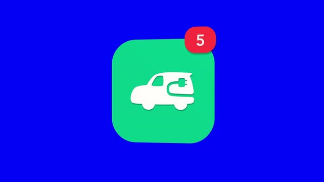 3D city car automobile silhouette with an electric plug connector symbol inside the body notification icon popping up on blue screen.