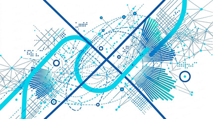 Obraz premium Abstract blue geometric network with interconnected nodes and lines, symbolizing data, technology, and connections.