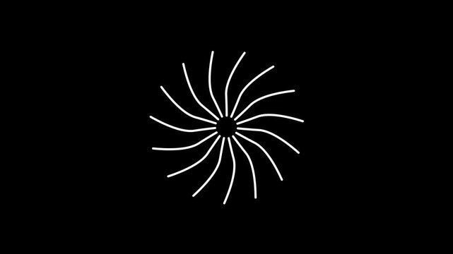Circle fireworks line blast animation, shiny circle burst loop animation, firework sparkle blast with glowing line explosion, line shape blast on black screen background. 4K