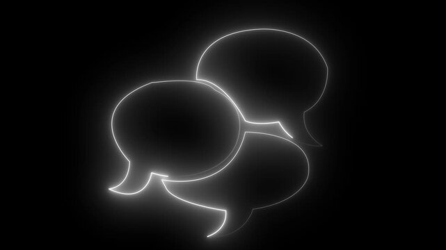 neon Messenger line icon. Speech bubble animation sign. Chat message.Chat message elements of web in neon style icons.4k, video, black, background.