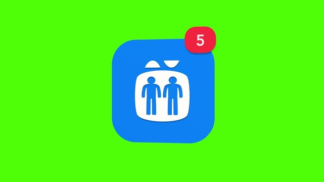 3D building elevator lift cabin outline featuring dual up and down directional arrows notification icon popping up on green screen.