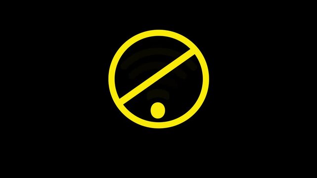 no internet connection icon animation, No wifi animation. lost connection sign. on a sleek black background